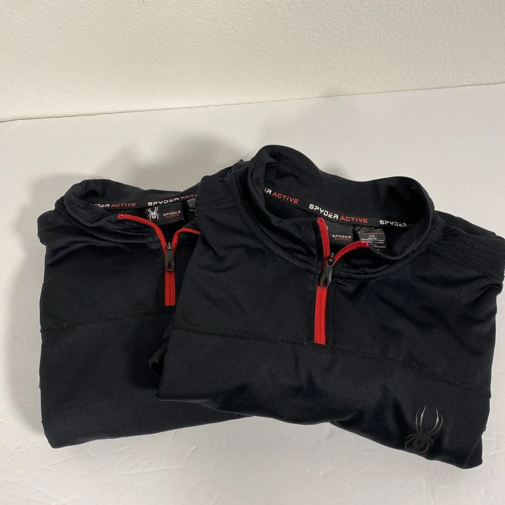 Spyder Activewear 1/4‎ Zip Neck Large Men's L/S Lot Of 2 Spandex